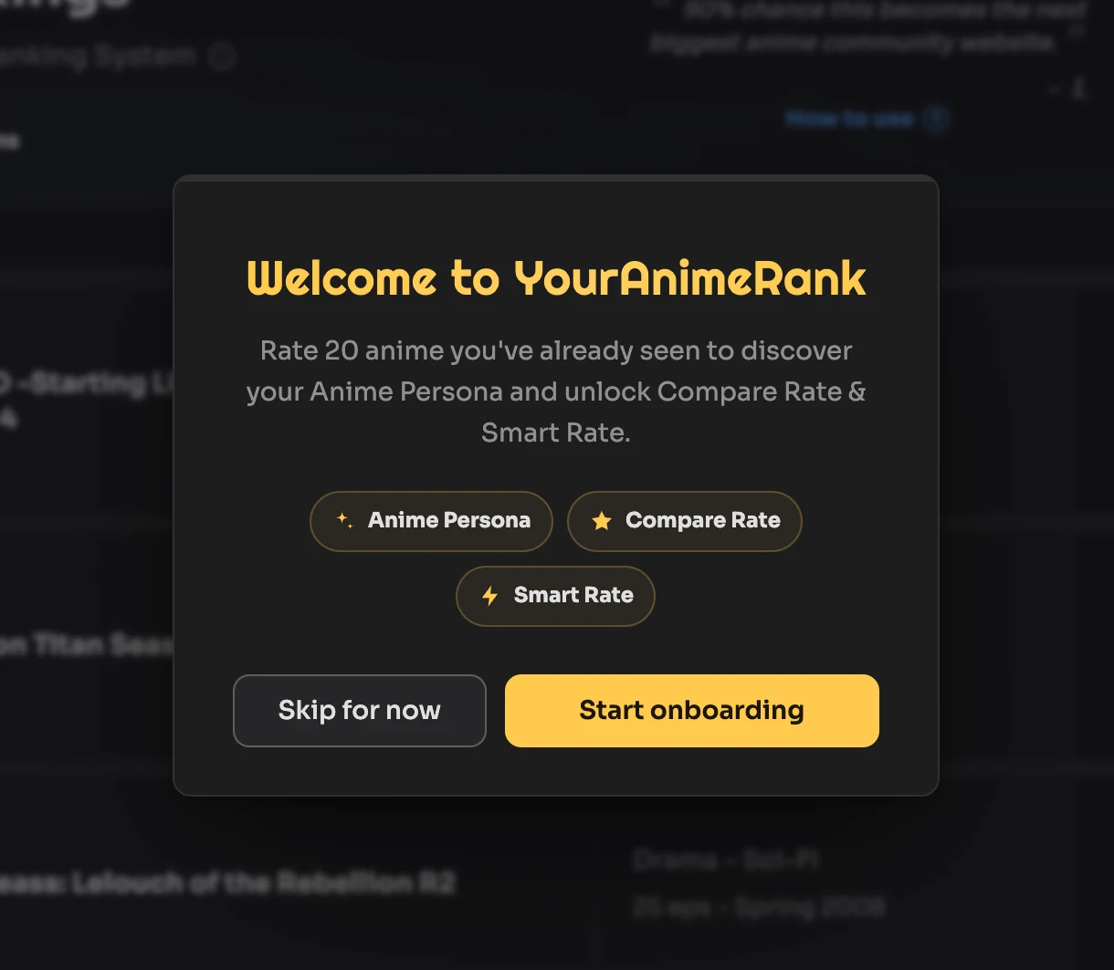 Start the onboarding